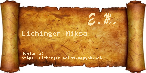 Eichinger Miksa névjegykártya